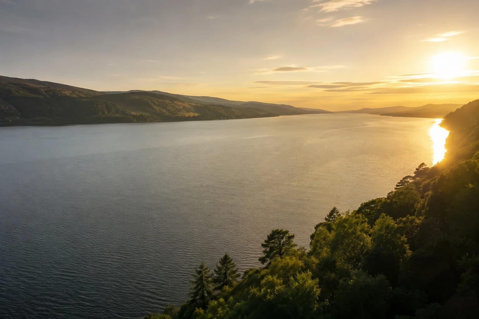 Long summer evening light over Loch Ness, the daylight advantage that drives peak season pricing near Inverness